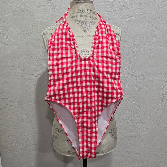 Wild Fable Red &White Gingham Keyhole Ultra High Leg Cheeky One Piece Swimsuit - Picture 10 of 10